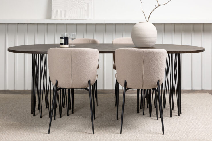 Stone, Modesto – Ensemble repas ovale – Noir