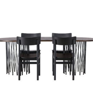 Stone, Montros – Ensemble repas ovale – Noir – 100 x 220 cm