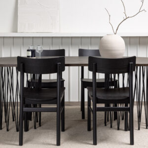 Stone, Montros – Ensemble repas ovale – Noir – 100 x 220 cm