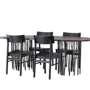 Stone, Montros – Ensemble repas ovale – Noir – 100 x 220 cm