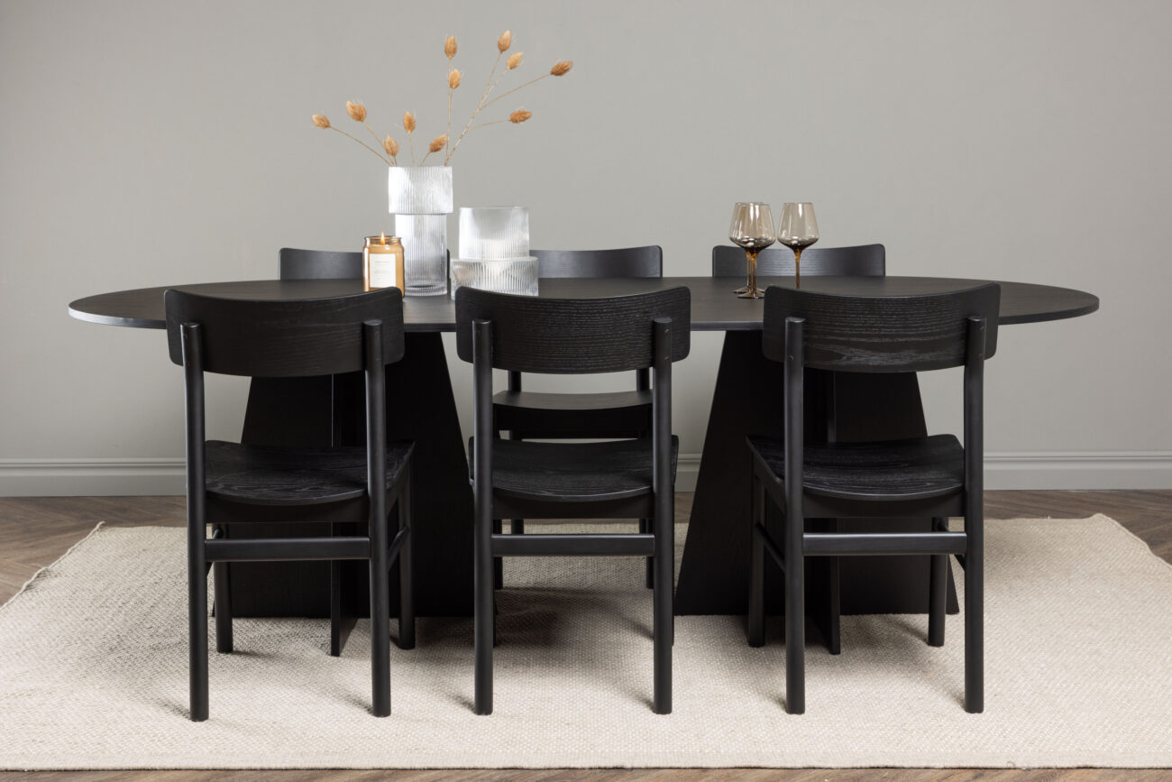 Bootcut, Montros – Ensemble repas ovale – Noir – 115 x 230 cm