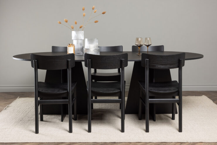 Bootcut, Montros – Ensemble repas ovale – Noir – 115 x 230 cm