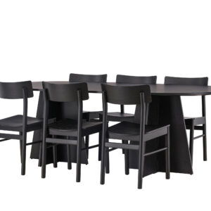 Bootcut, Montros – Ensemble repas ovale – Noir – 115 x 230 cm