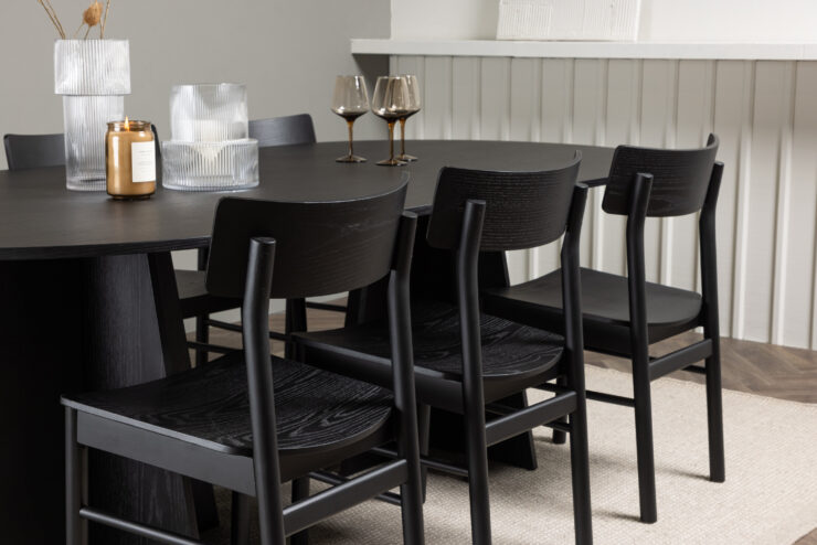 Bootcut, Montros – Ensemble repas ovale – Noir – 115 x 230 cm