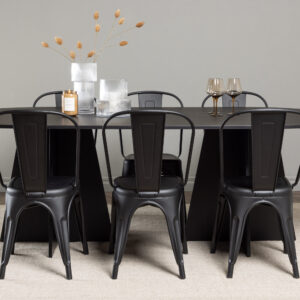 Bootcut, Tempe – Ensemble repas ovale – Noir – 115 x 230 cm