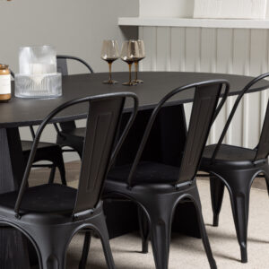 Bootcut, Tempe – Ensemble repas ovale – Noir – 115 x 230 cm