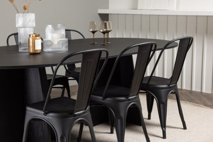 Bootcut, Tempe – Ensemble repas ovale – Noir – 115 x 230 cm