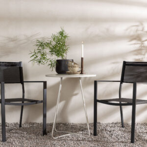 Bacong, Copacabana – Ensemble repas – Table : ⌀60 Chaise : 60,5 x 88 x 56,5 cm