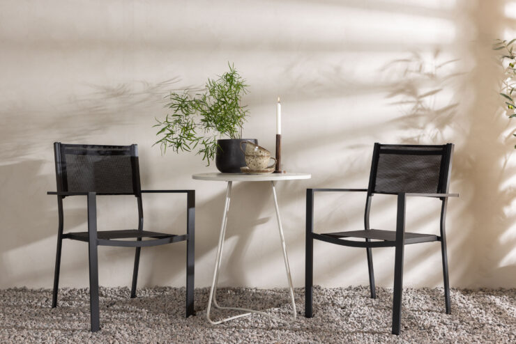 Bacong, Copacabana – Ensemble repas – Table : ⌀60 Chaise : 60,5 x 88 x 56,5 cm