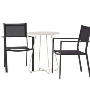 Bacong, Copacabana – Ensemble repas – Table : ⌀60 Chaise : 60,5 x 88 x 56,5 cm