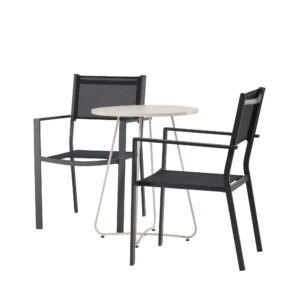 Bacong, Copacabana – Ensemble repas – Table : ⌀60 Chaise : 60,5 x 88 x 56,5 cm