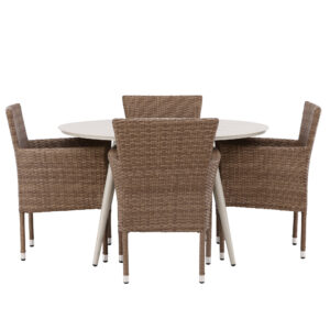 Lina, Malina – Ensemble repas – Table : ⌀120 Chaise : 60 x 86,5 x 58 cm