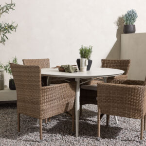 Lina, Malina – Ensemble repas – Table : ⌀120 Chaise : 60 x 86,5 x 58 cm