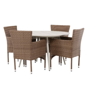 Lina, Malina – Ensemble repas – Table : ⌀120 Chaise : 60 x 86,5 x 58 cm