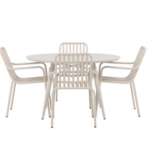 Lina, Peking – Ensemble repas – Table : ⌀120 Chaise : 64 x 85 x 57 cm