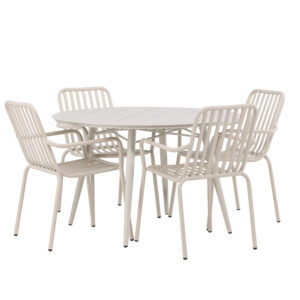 Lina, Peking – Ensemble repas – Table : ⌀120 Chaise : 64 x 85 x 57 cm