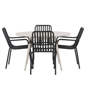 Lina, Peking – Ensemble repas – Table : ⌀120 Chaise : 64 x 85 x 57 cm