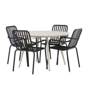 Lina, Peking – Ensemble repas – Table : ⌀120 Chaise : 64 x 85 x 57 cm