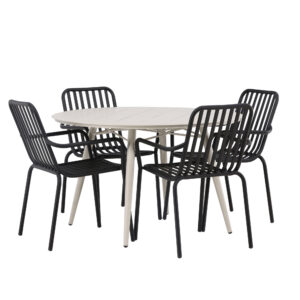 Lina, Peking – Ensemble repas – Table : ⌀120 Chaise : 64 x 85 x 57 cm