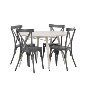 Lina, Tablas – Ensemble repas – Table : ⌀120 Chaise : 48 x 88 x 48 cm