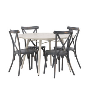Lina, Tablas – Ensemble repas – Table : ⌀120 Chaise : 48 x 88 x 48 cm