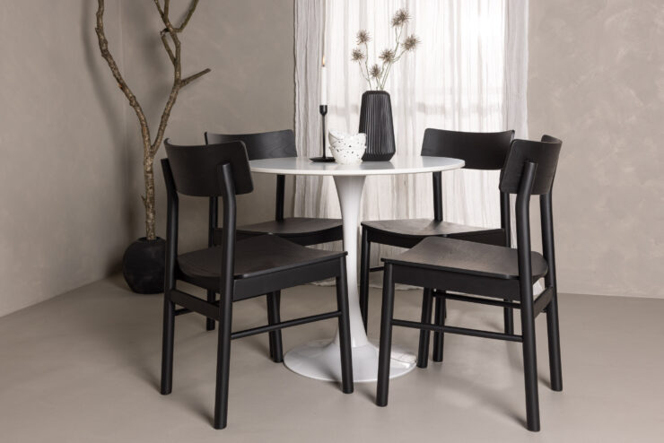 Hamden, Montros – Ensemble repas rond – Blanc