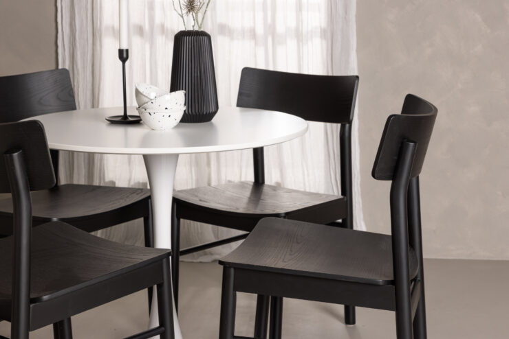 Hamden, Montros – Ensemble repas rond – Blanc
