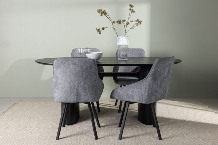 Isolde, Rosie – Ensemble repas ovale – Noir