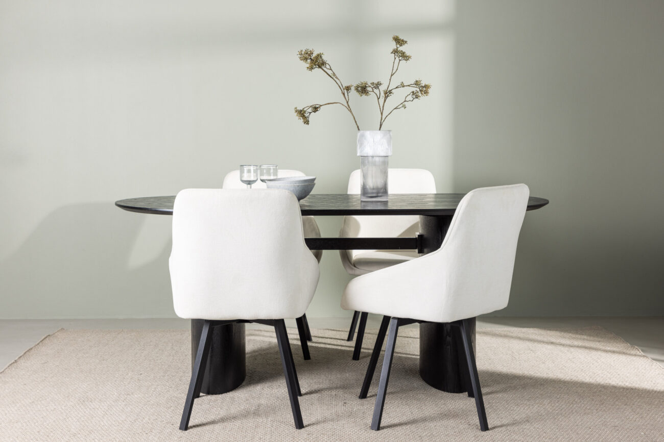 Isolde, Rosie – Ensemble repas ovale – Noir