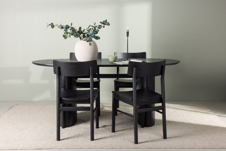 Isolde, Montros – Ensemble repas ovale – Noir