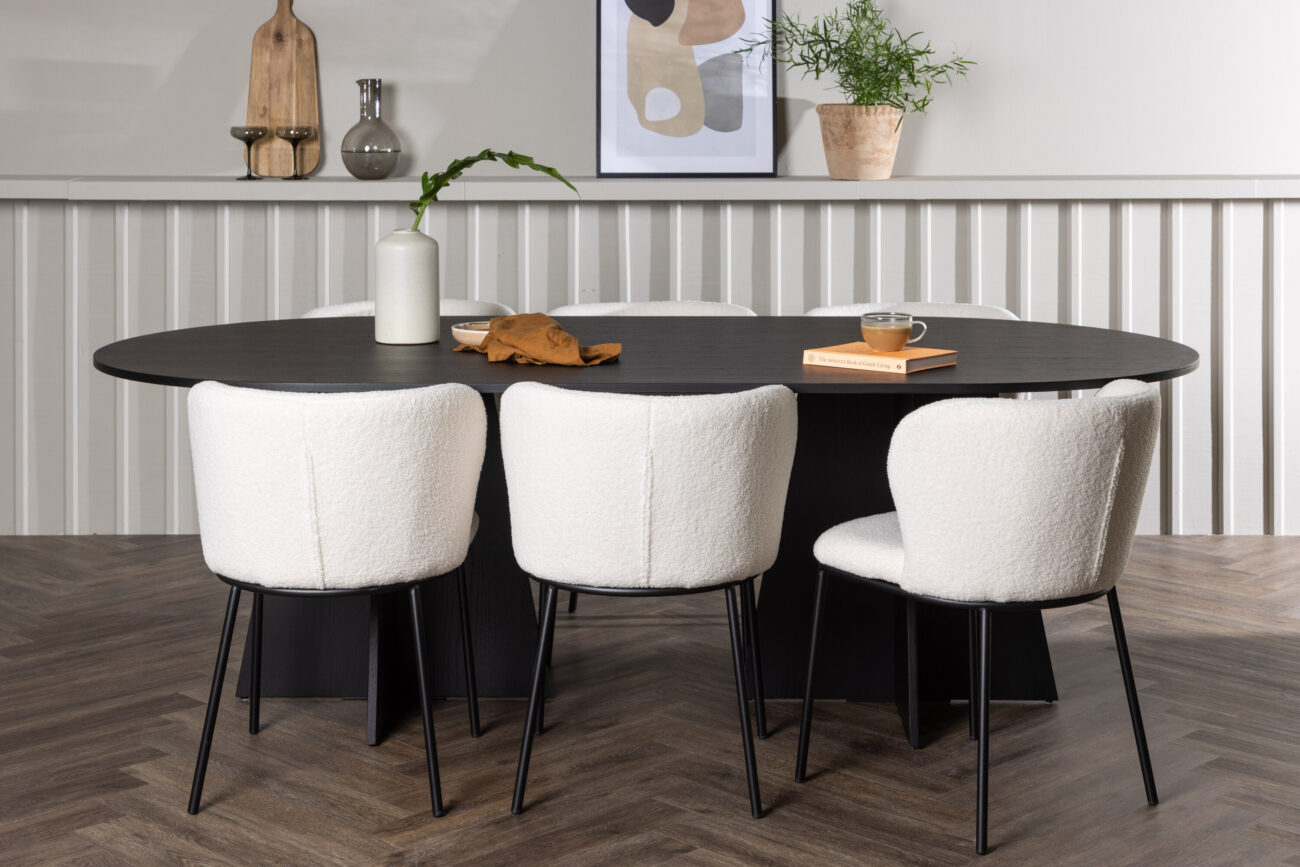 Bootcut, Edina – Ensemble repas ovale – Noir