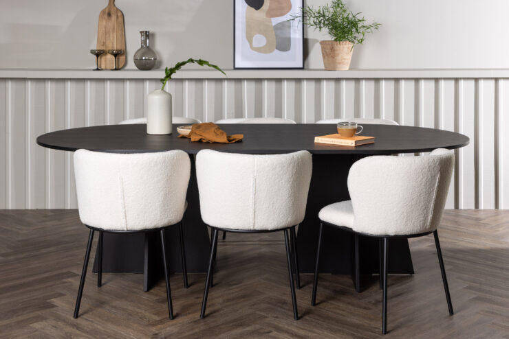 Bootcut, Edina – Ensemble repas ovale – Noir