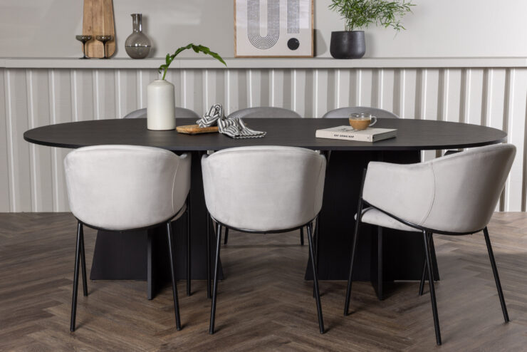 Bootcut, Evelina – Ensemble repas ovale – Noir