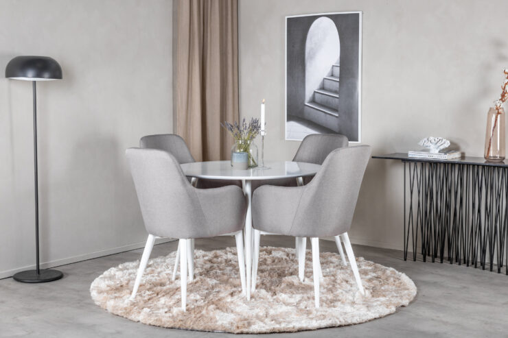 Plaza, Comfort – Ensemble repas rond – Blanc