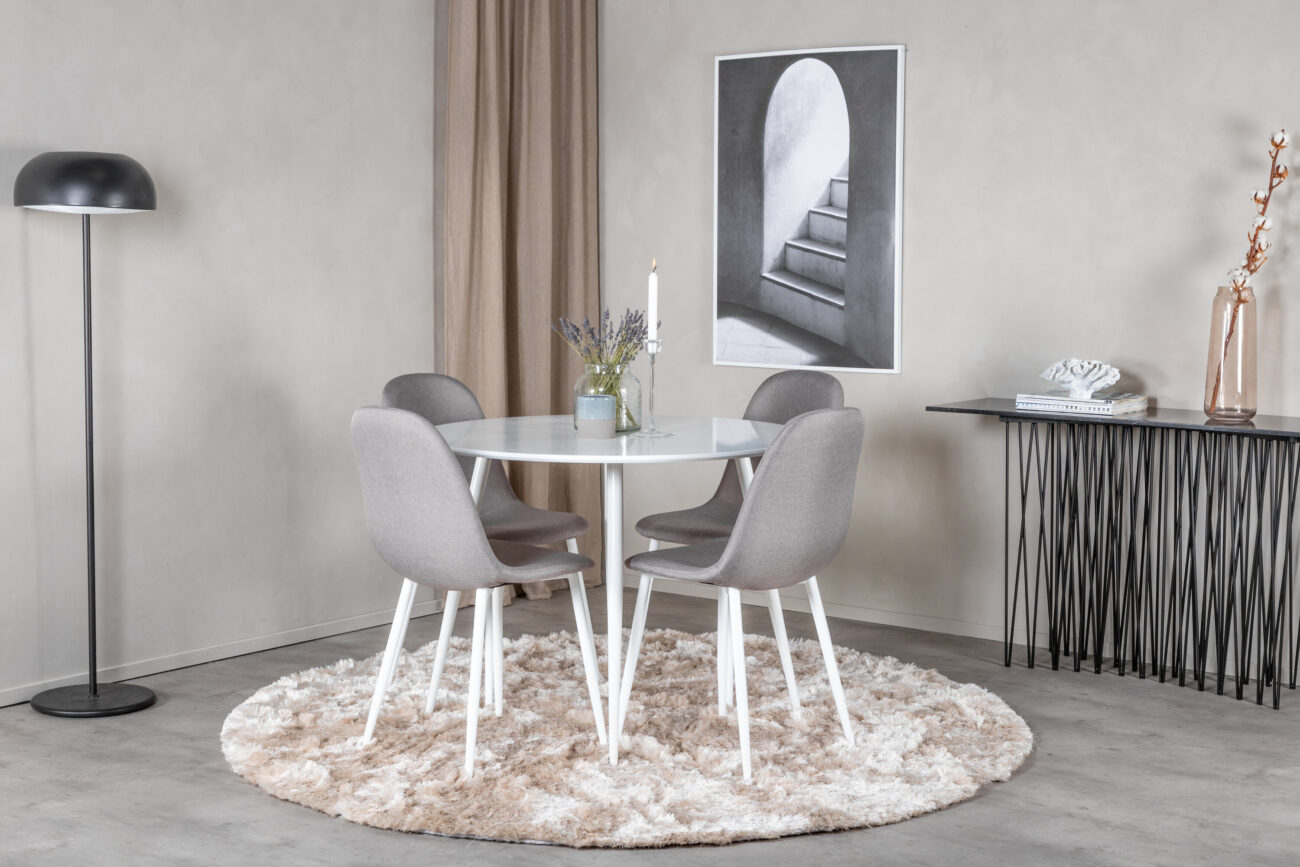 Plaza, Polar – Ensemble repas rond – Blanc