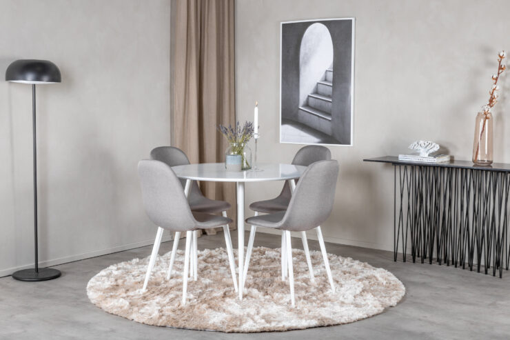 Plaza, Polar – Ensemble repas rond – Blanc