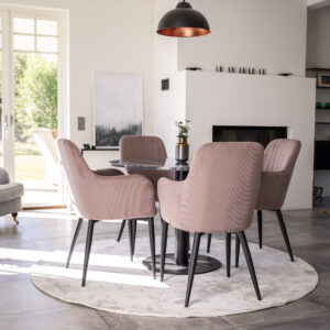Estelle, Comfort – Ensemble repas rond – Gris foncé