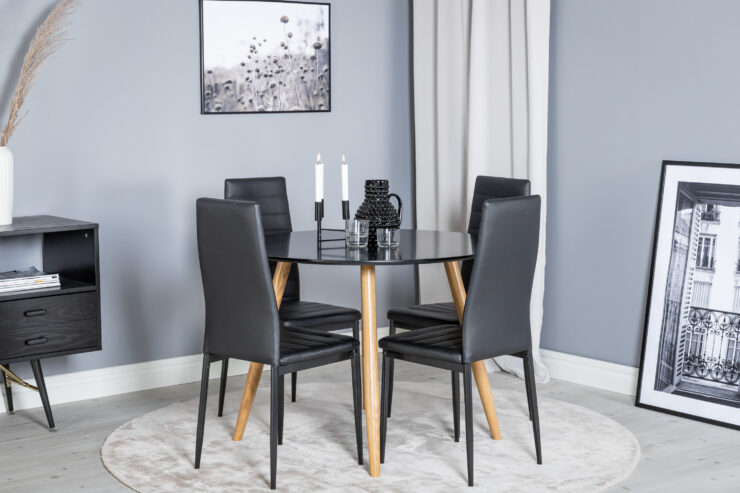 Plaza, Slim – Ensemble repas rond – Noir