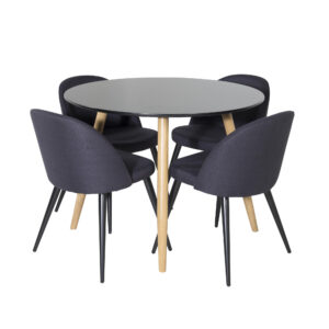 Plaza, Velvet – Ensemble repas rond – Noir