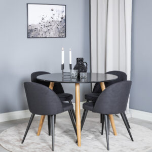 Plaza, Velvet – Ensemble repas rond – Noir