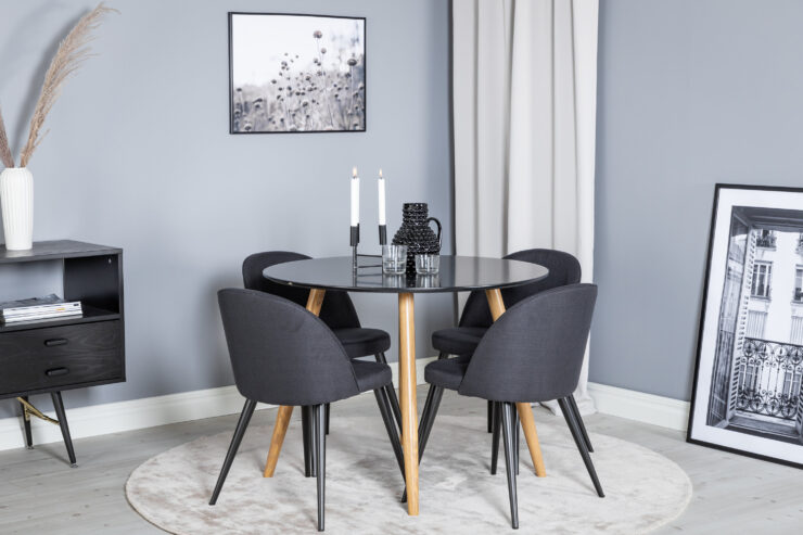 Plaza, Velvet – Ensemble repas rond – Noir