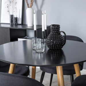 Plaza, Velvet – Ensemble repas rond – Noir