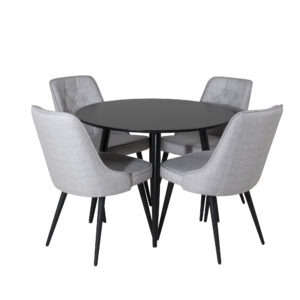 Plaza, Velvet Deluxe – Ensemble repas rond – Noir