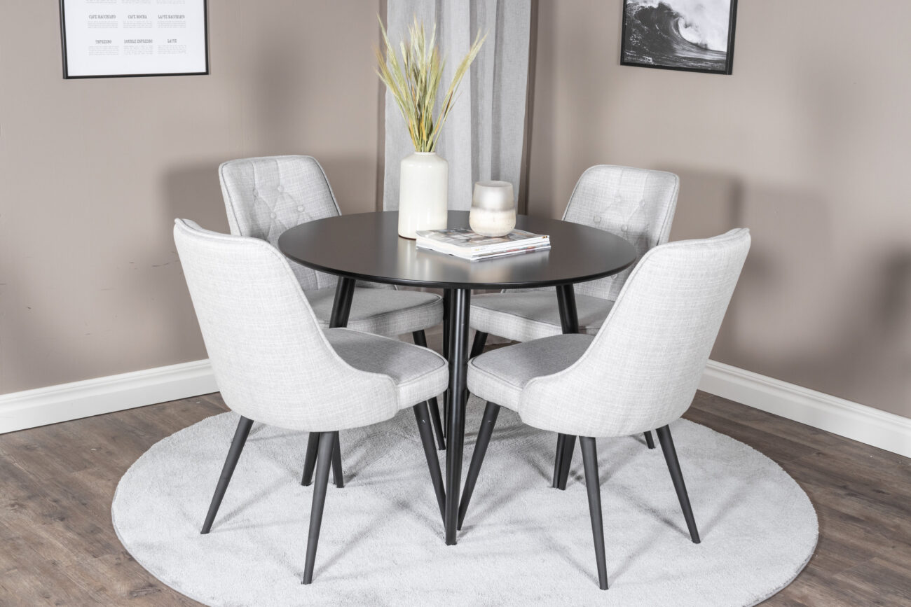 Plaza, Velvet Deluxe – Ensemble repas rond – Noir