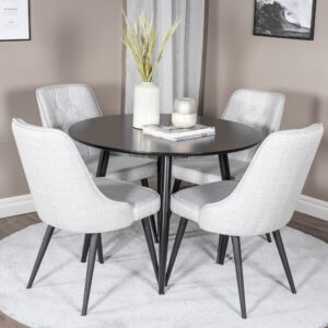 Plaza, Velvet Deluxe – Ensemble repas rond – Noir
