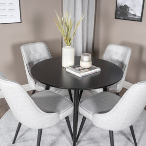 Plaza, Velvet Deluxe – Ensemble repas rond – Noir