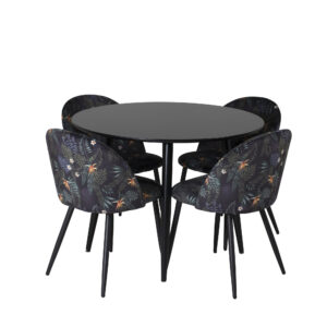 Plaza, Velvet – Ensemble repas rond – Noir