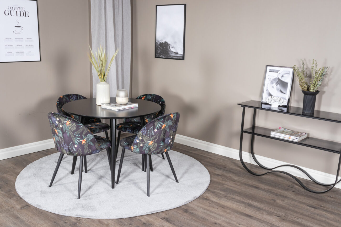 Plaza, Velvet – Ensemble repas rond – Noir
