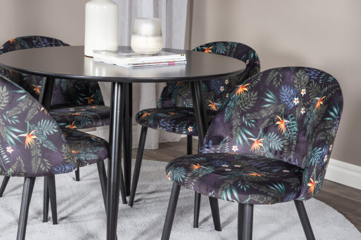 Plaza, Velvet – Ensemble repas rond – Noir