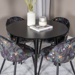 Plaza, Velvet – Ensemble repas rond – Noir